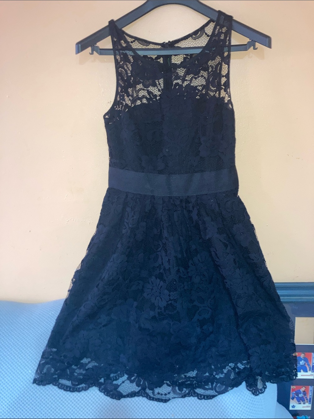 BB Dakota Navy Lace Sleeveless Fit & Flare womens Dress